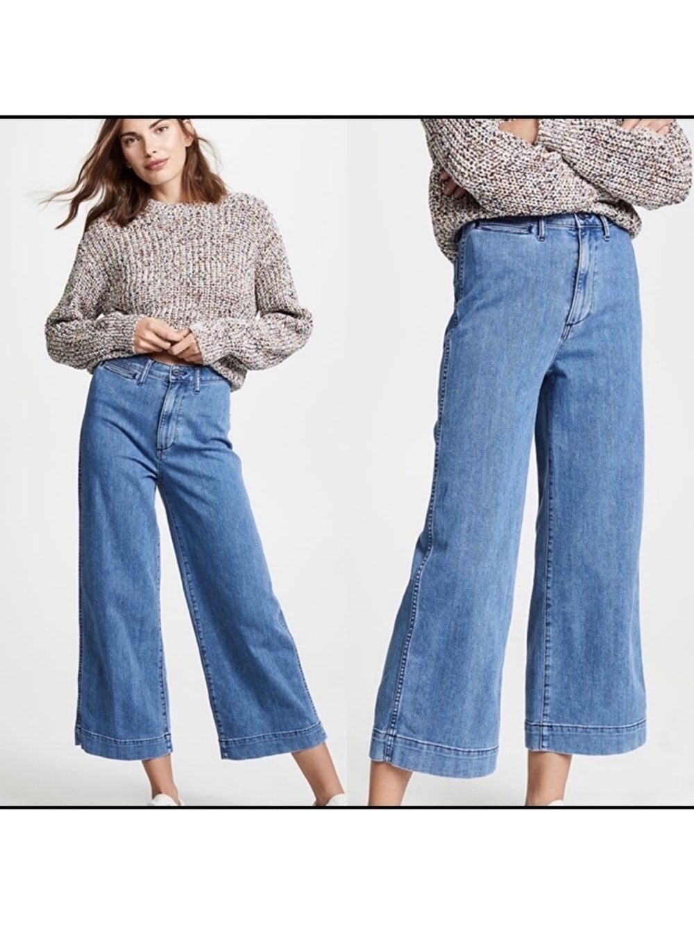 Madewell Emmett Wide Leg Crop Jeans Size 32 Light Wash